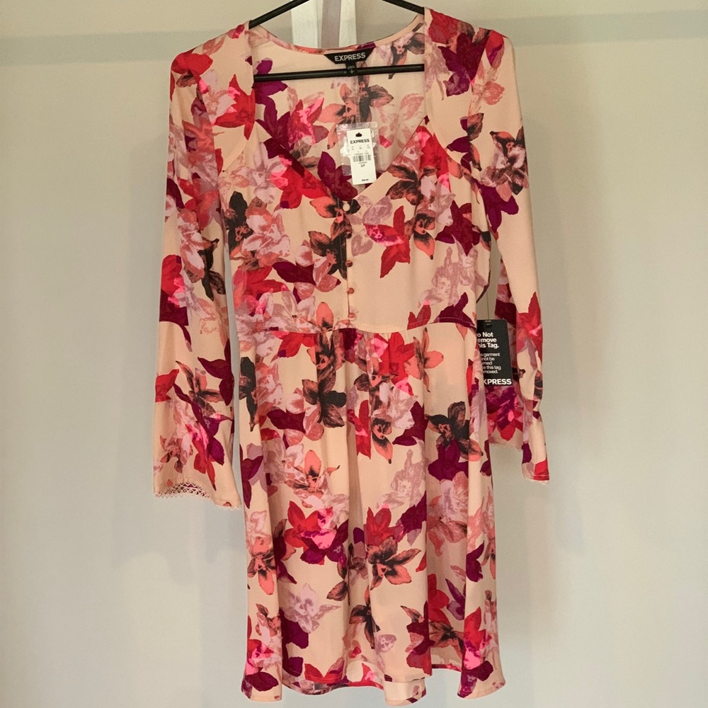 Express Pink Flower Mini Dress